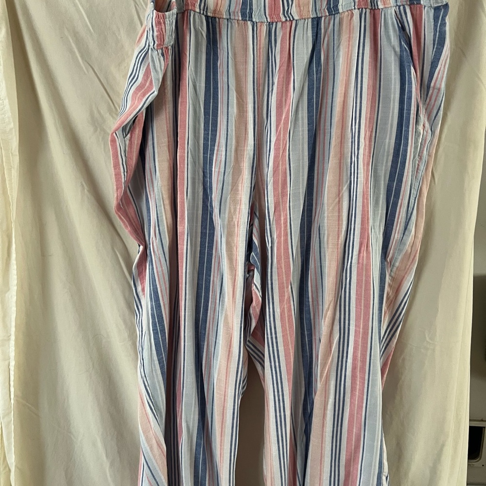 Croft & Barrow Blue and Pink Striped Spring/Summer Pants 2X New with tag